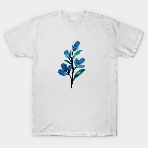 Blue Watercolor Wild Flower T-Shirt by kakamona